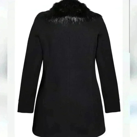 Bebe Wool Black Faux Fur Trim Black Midi Coat - like new condition - Picture 3 of 11